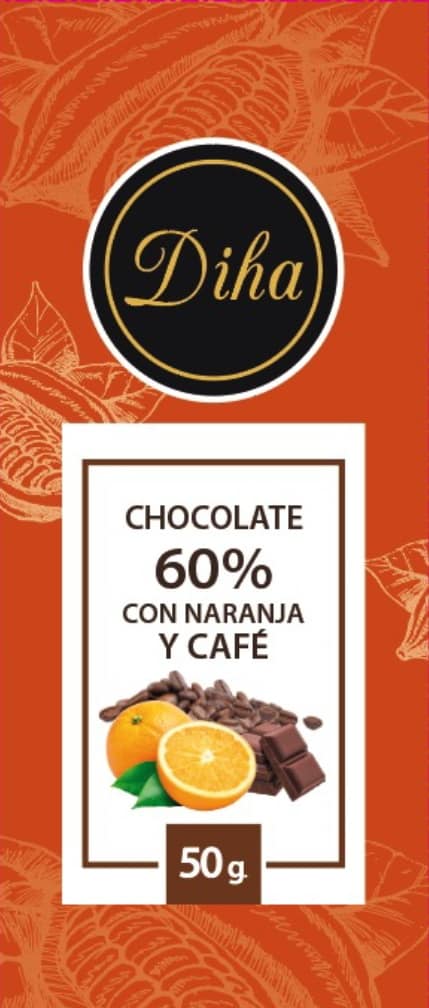 Chocolate 60% naranja y café